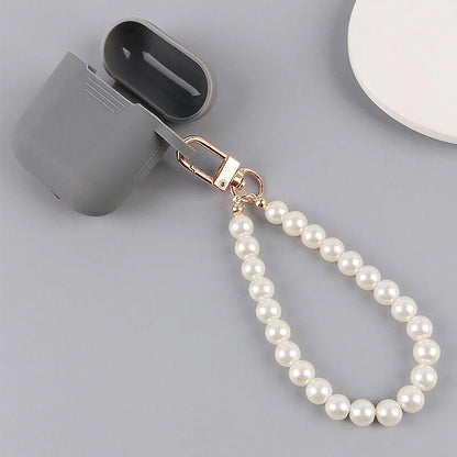 Pearls Beaded Keychains for Women Car Bag Bluetooth Headset Key Rings Pendant