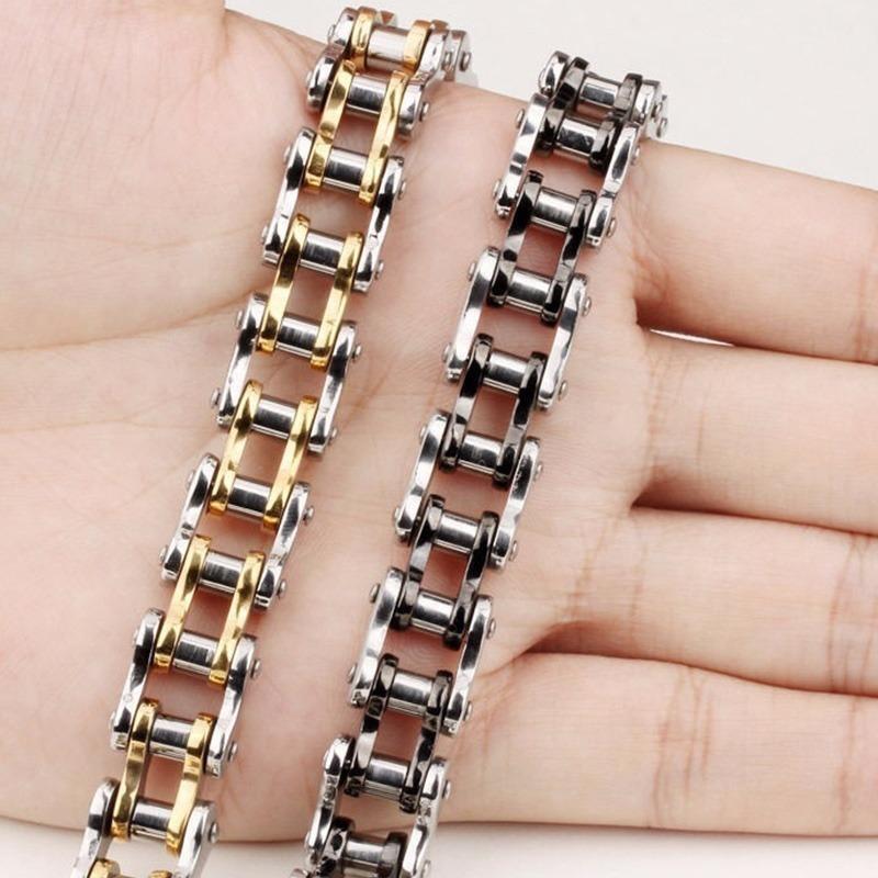 Solid Stainless Steel Motorcycle Bike Chain Design Bracelet Men's Jewelry 8.5 in
