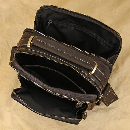Men's Shoulder Bag Double Pocket Flap Messenger Bag Man Handbag