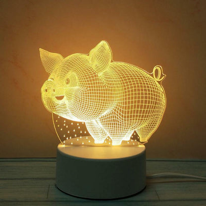 3D LED Night Light USB Chrome Small Table Lamp Hearts Novel Illusion Lamp Girl