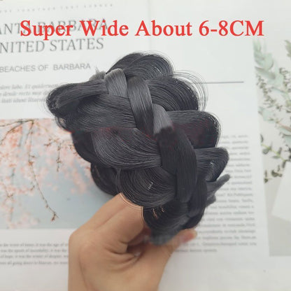 Headband Fishbone Braided Wig Wide Cover White Hair Large Volume Twist Hair Band