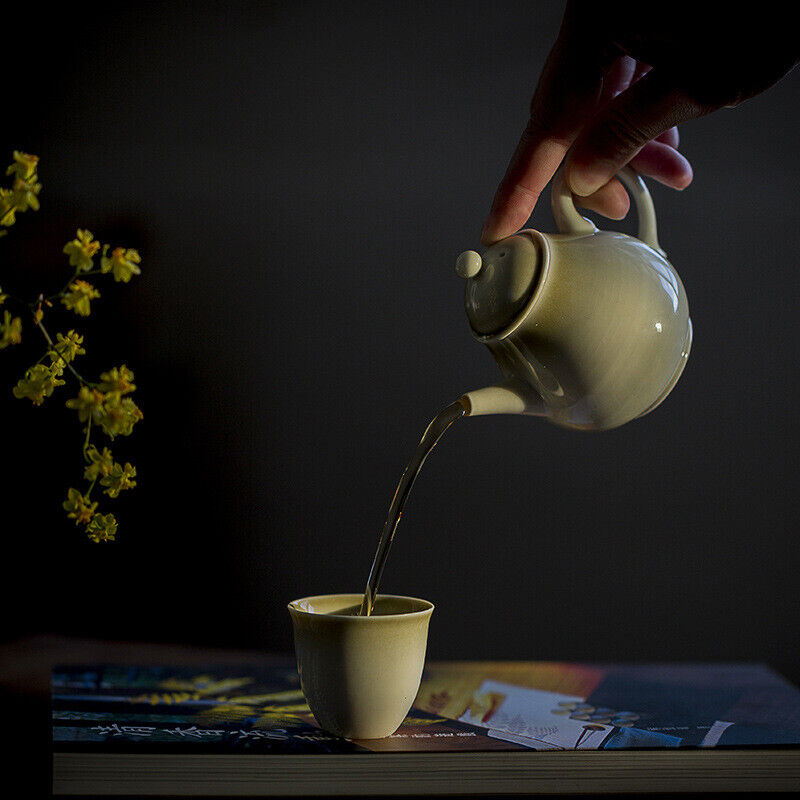 160ml Porcelain Tea Pot Pear Shaped Ball Infuser Holes Jingdezhen Handmade Pot