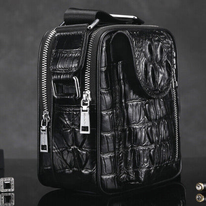 Top Cowhide Crocodile Alligator Embossed Shoulder bag Mens Luxury Multifunct Bag