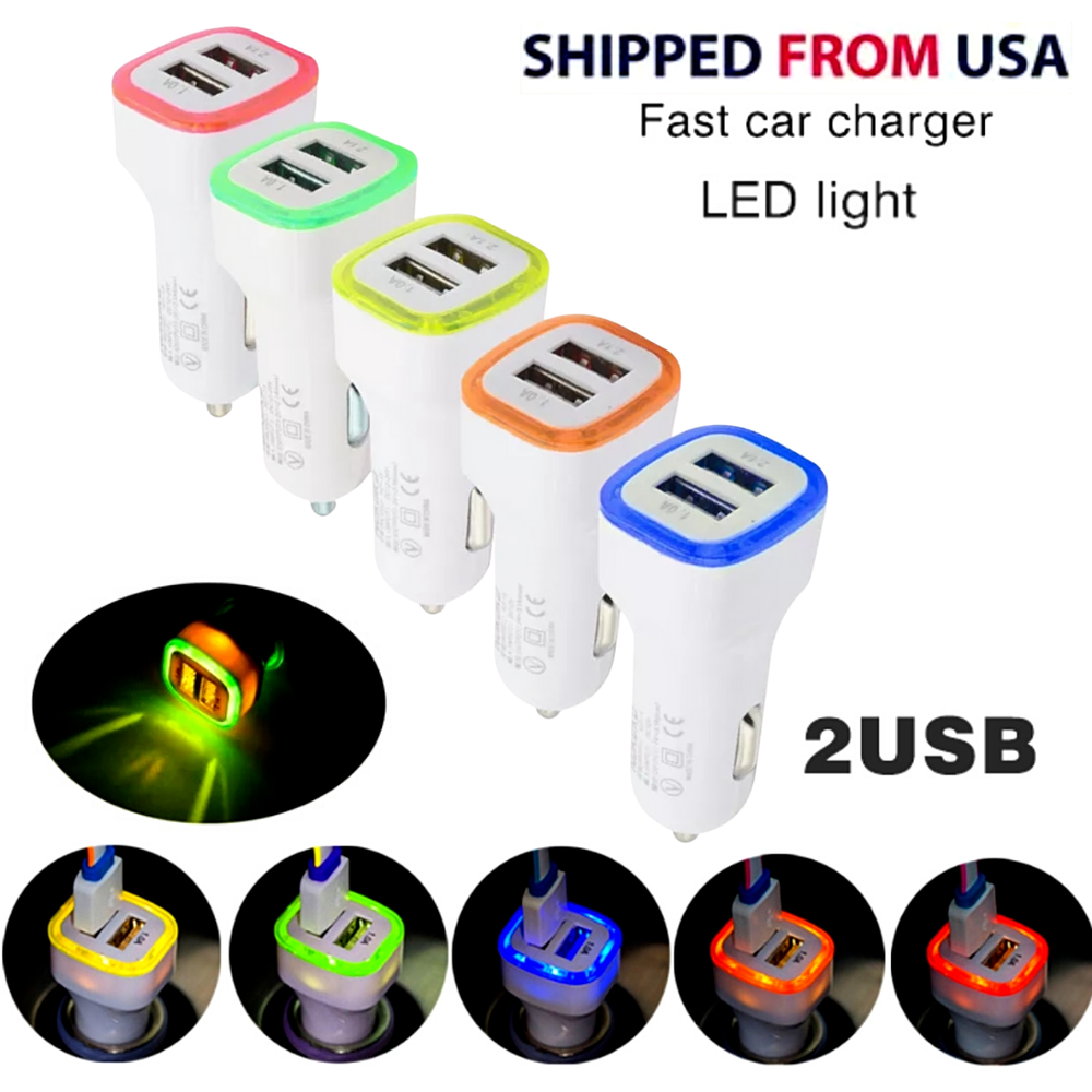Cargador de Carro Rapido 2 Puertos Adaptador de Coche para Telefonos Smart Phone