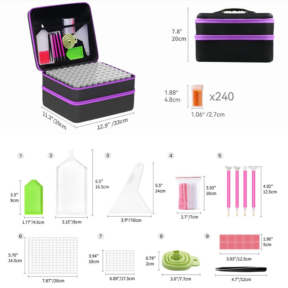 Diamond Painting Storage Boxes, 240 Slots Bead Storage 5D Diamond Art Tools Kits