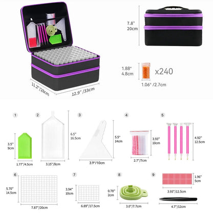 Diamond Painting Storage Boxes, 240 Slots Bead Storage 5D Diamond Art Tools Kits