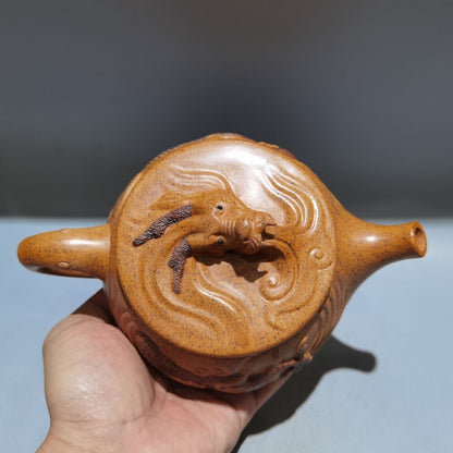 Vintage Chinese Yixing Purple Clay Teapot Zisha Ceramic Dragon Teaware Nice Rare