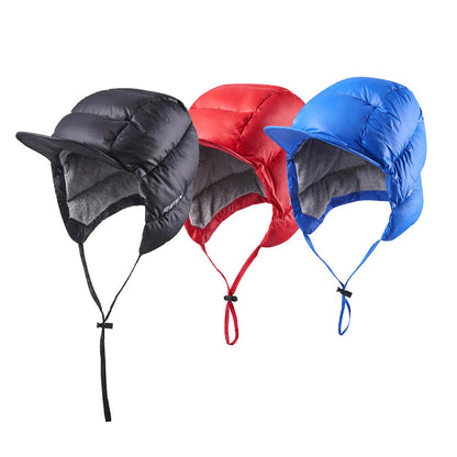 Men Hats Duck Down Windproof Peaked Thermal Waterproof Earflaps Warm Fleece Caps