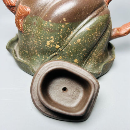 Vintage Chinese Yixing Purple Clay Teapot Zisha Ceremony Lotus Leaf Frog Tea Set