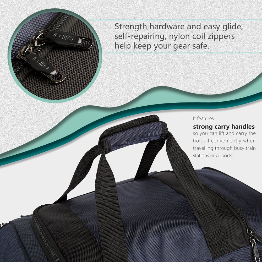 Coolife Rolling Duffel Travel Bag Wheeled Suitcase 22in, blue