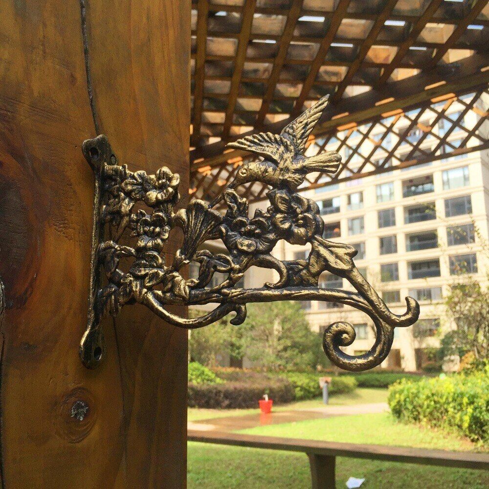 Hanging Plant Bracket Hooks Cast Iron Decorative Flower Basket Wind Chime Hanger