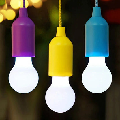 Camping Lamp Portable Battery Emergency Light LED Pull Cord BBQ Party Flashlight