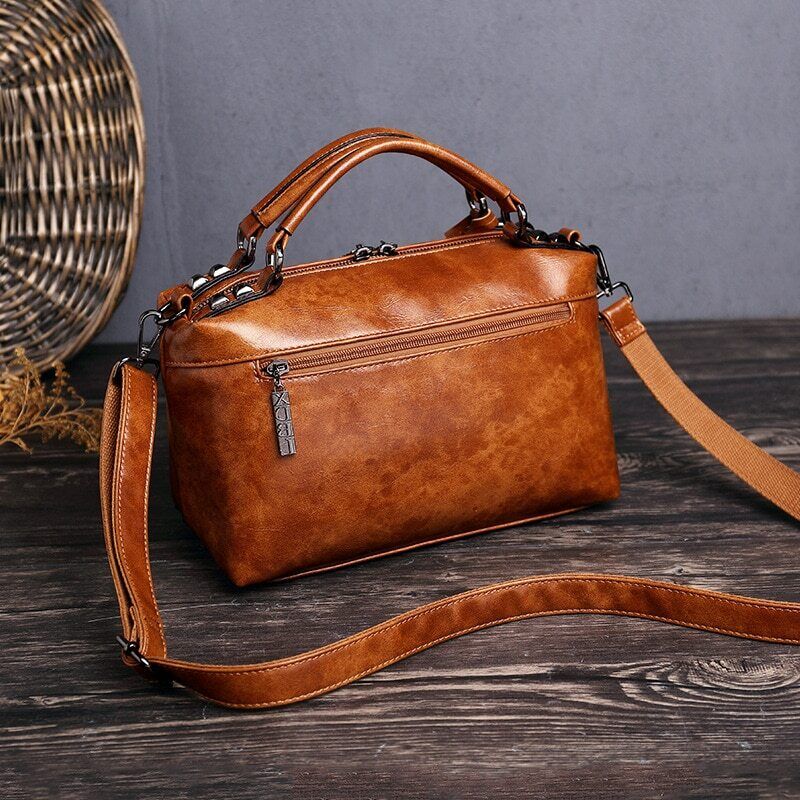 Vintage Leather Handbag Crossbody Fashion Shoulder Ladies Black Hand Sling Bags
