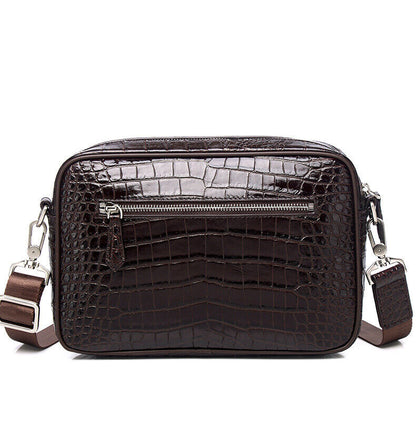 Real Leather Men's Sling Shoulder Bags, Desinger Crocodile Pattern Messenger Bag