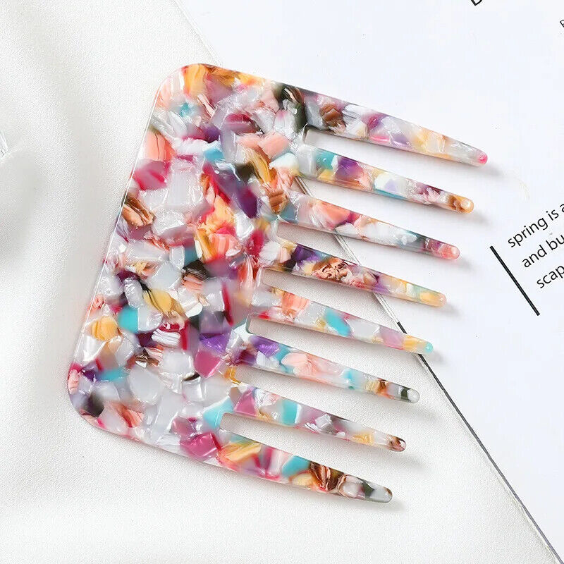 Women Hair Comb Acetic Acid Sheet Wide Tooth Anti-Static Stylish Exquisite 9.5cm