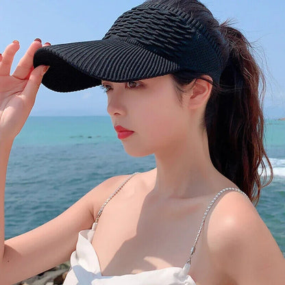 Women Visor Caps UV Summer Empty Top Hat Hollow Out Breathable Baseball Sunshade