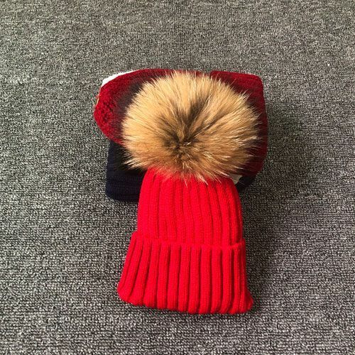 Hat Winter Fur Poms Women Knitted Beanies Cap Thick Skullies Solid Unisex Casual
