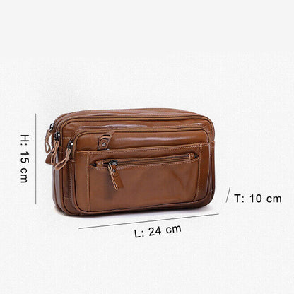 Motorcycle Outdoor Genuine Vintage Leather Waist Fanny Pack Crossbody Sling Bag