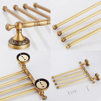 Bath Towel Holder Antique Brass Bronze Bathroom Accessories Movable Storage Rack