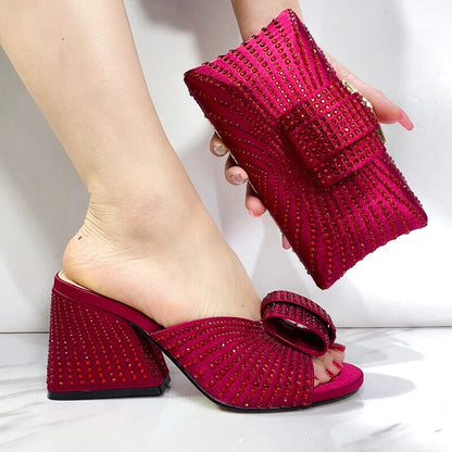 Shoe Bag Classic Style African Women's Round Toe High Heels For Wedding Party