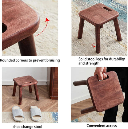 Wooden Small Stool Portable with Handle Bedside Step Stool Home Decor Fishing
