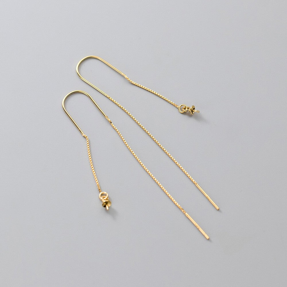 925 Sterling Silver Threader Ear Thread Earrings with Peg Cap DIY Findings