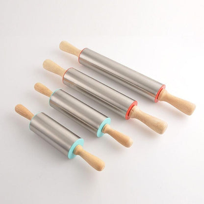 Rolling Pins Baking Tool Cookie Pastry Dough Roller 26~42cm Stainless Steel Wood