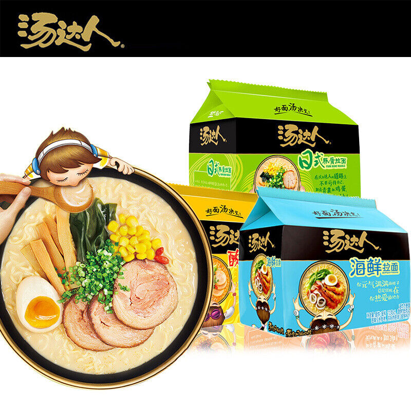 5PCs Tongyi Chinese Food Snack Instant Noodles 统一方便面 汤达人 豚骨面五连包 different flavor