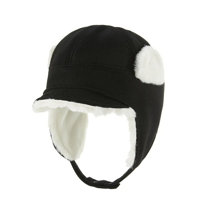 Women Winter Hats Faux Leather Wind-Proof Thick Warm Fleece Lining Baseball Caps
