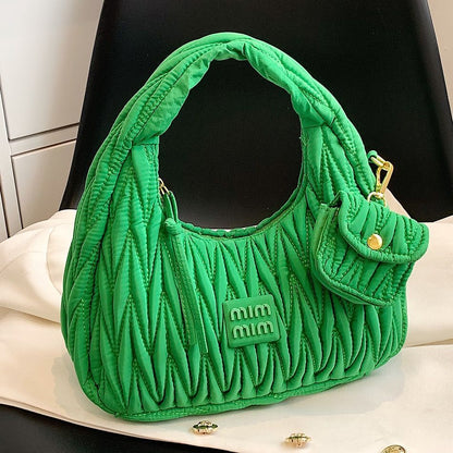 2PCS Set Half Moon Bag Purses Handbags Luxury Nylon Tote Underarm Bag 29*15*9 CM