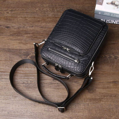 Matt Crocodile Belly embossed Smll Handbag, Men Business Crossbody Shoulder Bags