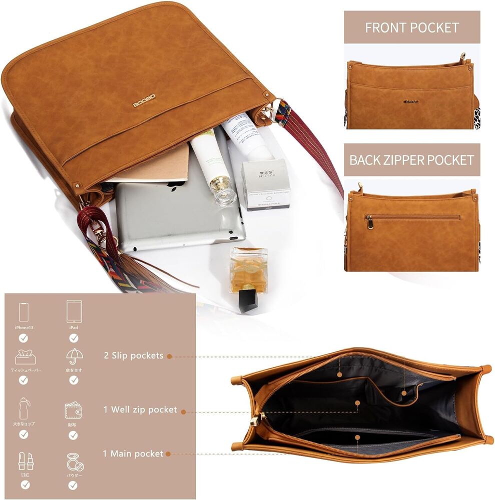 Vegan Leather Crossbody Bag for Women Hobo Handbag Purse Shoulder Bag with Strap