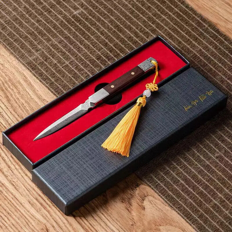 Zen Tea Knife Handmade Tea Needle Black Sandalwood Steel Puer Tea Knife Tea Set