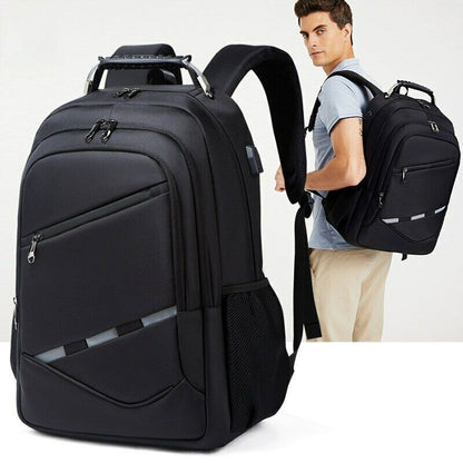 Men's Backpack 17.3 Inch Laptop Business USB Charger Travel Commuter School Bag