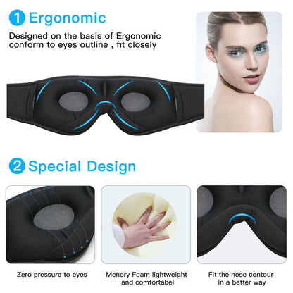 Bluetooth 5.0 Wireless Headset Music Headphones 3D Sleeping Eye Mask Headband