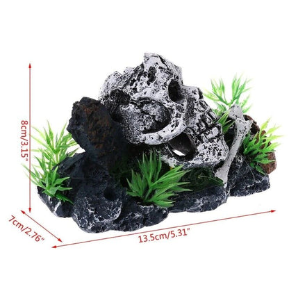 Aquarium Ornaments Plastic Resin Pirate Skull Skeleton Hide Cave Fish Tank Decor