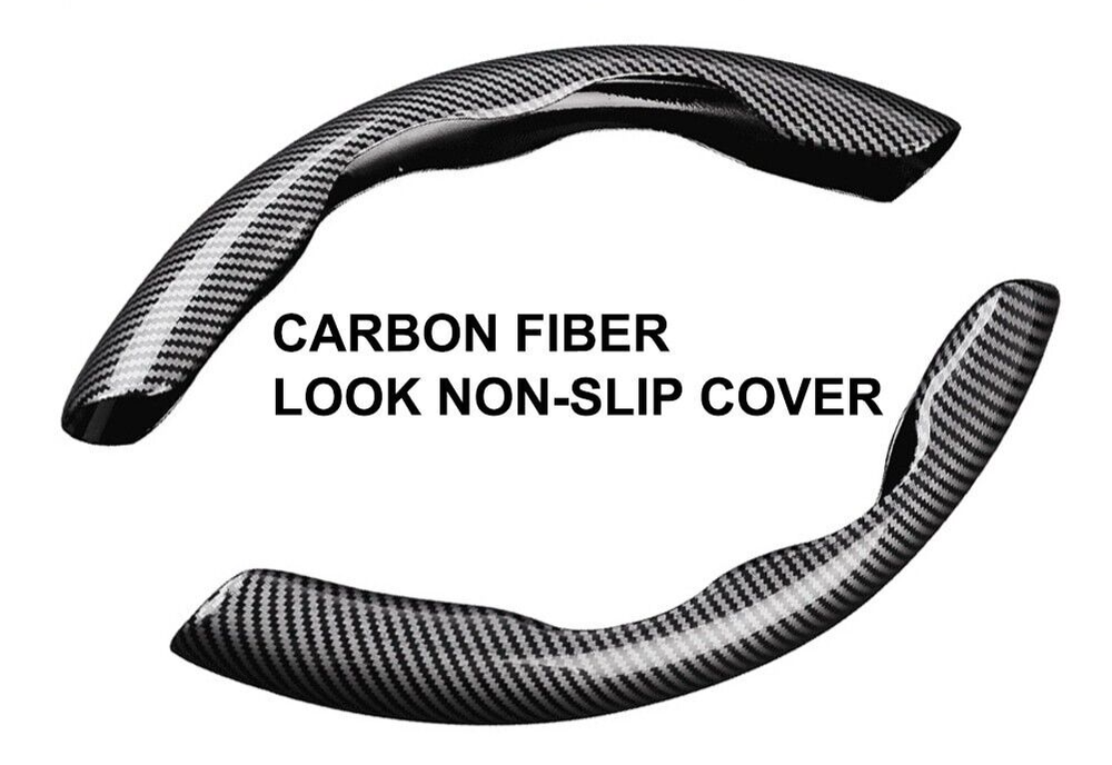 2x Carbon Fiber Universal Car Steering Wheel Booster Cover Non-Slip Accessories