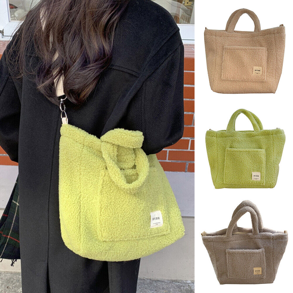 Plush Shoulder Bag Fluffy Faux Fur Tote Bag Large Capacity Messenger Bag Soft