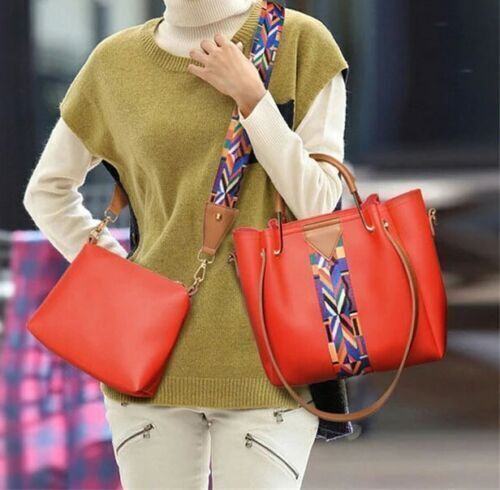 2Pc Set Women Leather Handbag And Purse Luxury Shoulder Messenger Crossbody Bag