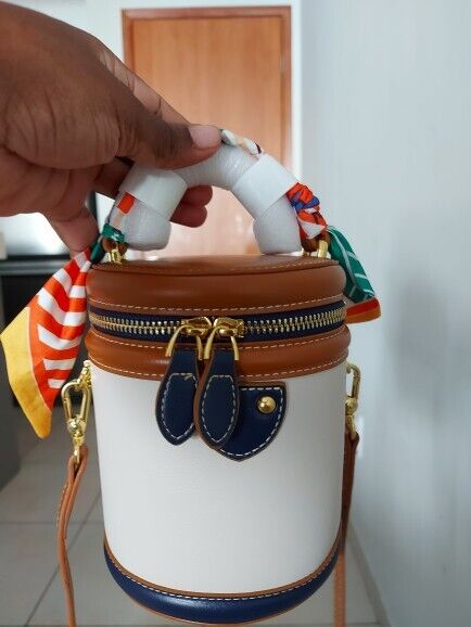 New Bucket Bag For Women Colorful Scarf Crossbody PU Leather Shoulder Bag Gift