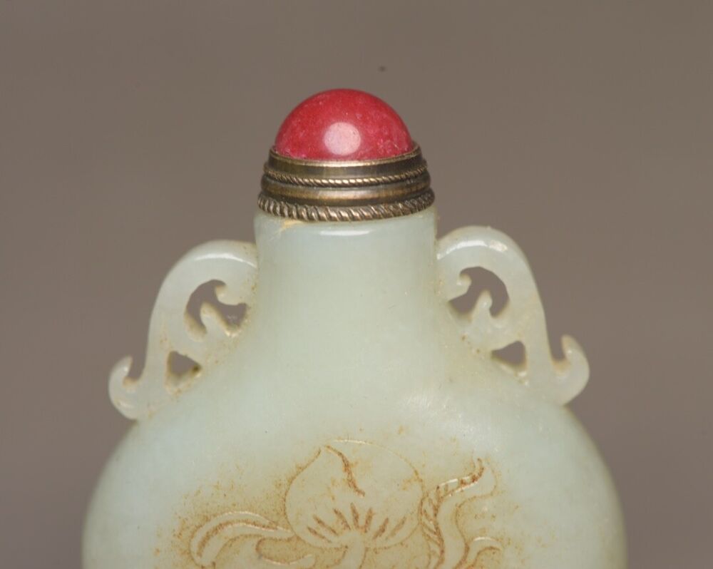 Antique Chinese Hetian Jade Carving Horse Snuff Bottle Statue Animal Figurines