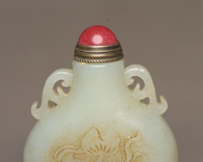 Antique Chinese Hetian Jade Carving Horse Snuff Bottle Statue Animal Figurines
