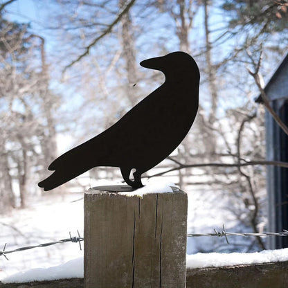 1pc Raven Garden Stake, Metal Silhouette Yard Sign With Stake