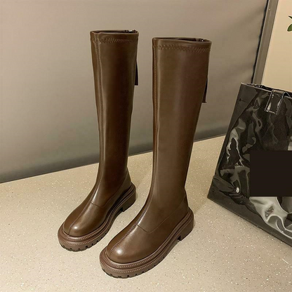 Winter 2022 Long Zip Round Toe Boots Knee High Luxury Chelsea Platform Platforms