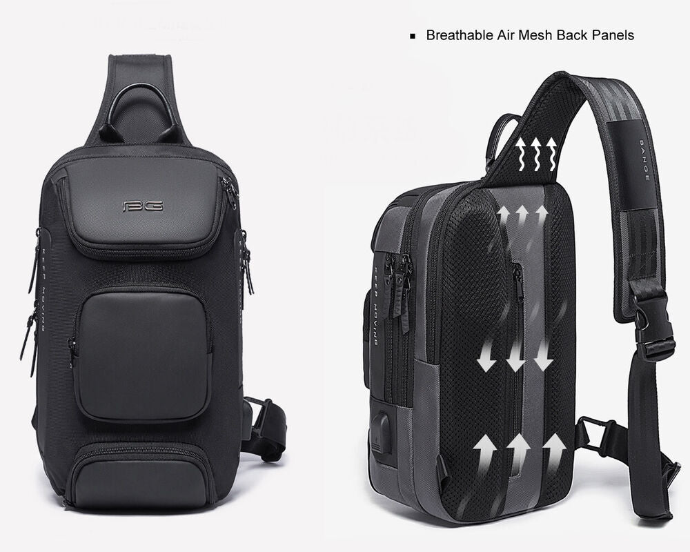 Charging Port Water Resistant Chest Pack Sling Bag Crossbody Backpack Business