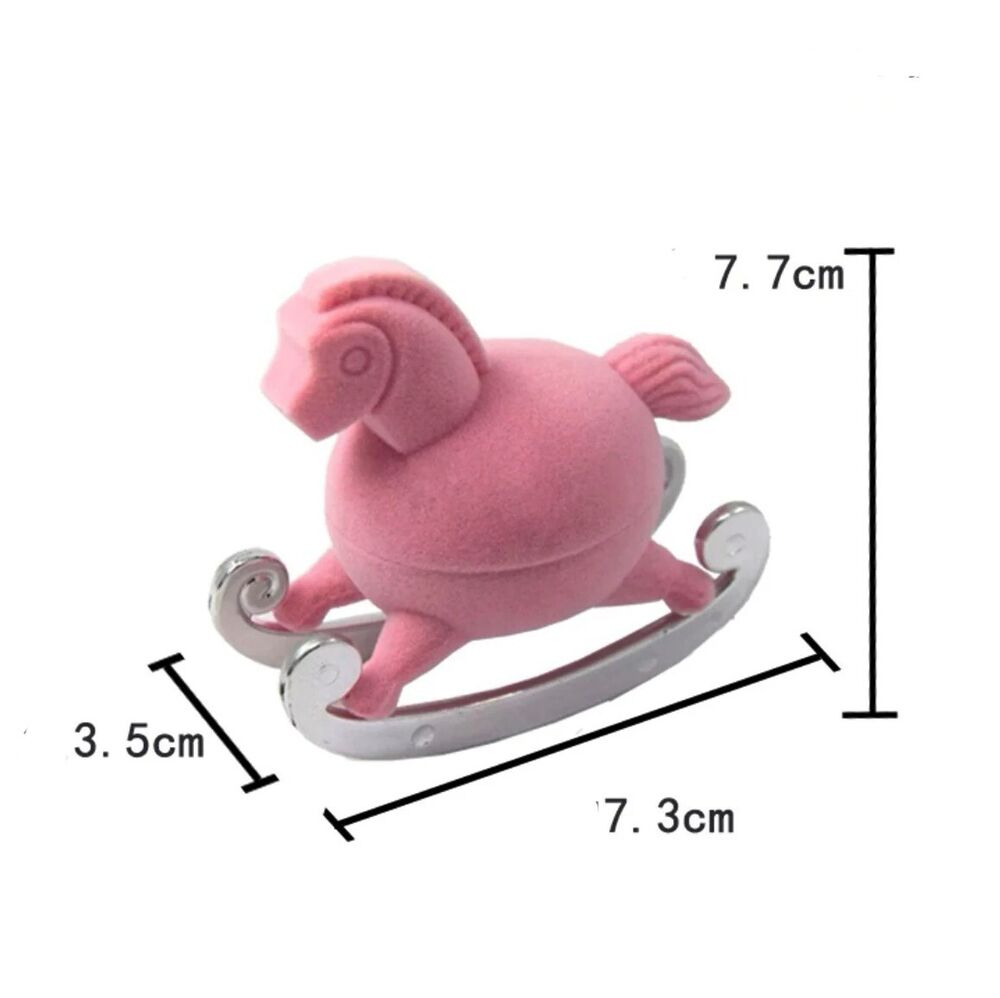 Jewelry Box Metal Ring Ear Studs Horse Shape Storage Organizer Bin 7.4x7.1x3.8cm