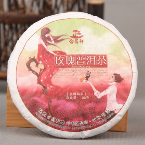 Yunnan Organic Ripe Puer Tea Rose Flavor Healthy Pressed Tea Green Tea 100g