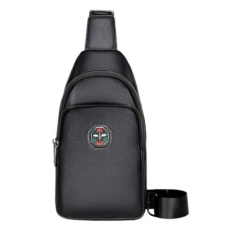 100% Genuine Leather Crossbody Bag Chest Bag Hiking Sling Backpack Shoulder Bag