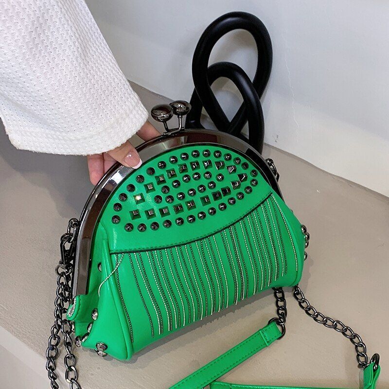 Rivet Crossbody Luxury Bag Small Handbags Clips Purse Tassel Clutch Shoulder Bag