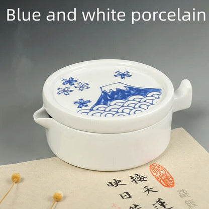 Ceramic Ink Plate White Porcelain W/ Lid Calligraphy Painting Palette 10.5x4.9cm